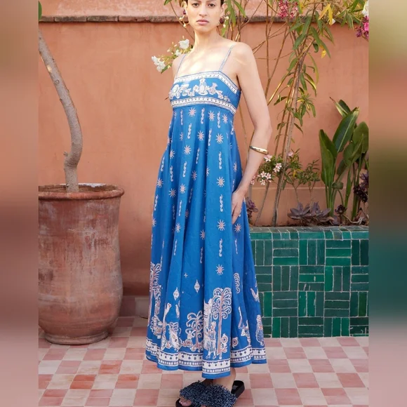 ALEMAIS Acacia printed linen midi dress - Picture 3 of 16